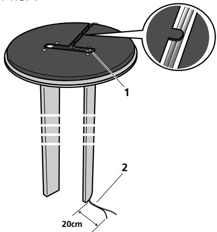 PIONEER CP-DV1000 - 將揚聲器電纜從支架底座(1)穿入至撑杆頂部(2)。 - 1