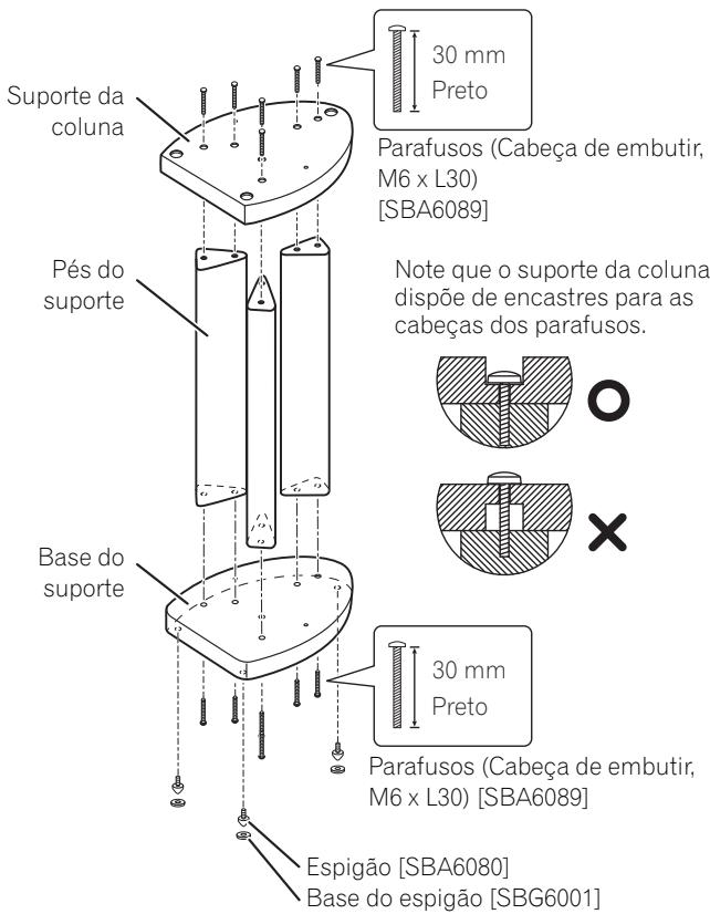 PIONEER CP81B-MK - Montagem dos suportes das colunas - 1