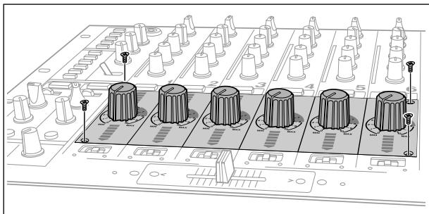 PIONEER DJC-1000RV - Placez la platine à potentiometres au bon endroit et immobilisez-la au moyen des 4 vis aux coins. - 1