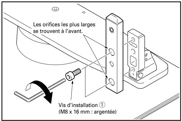 PIONEER PDK-1013 - Fixez les colonnes sur le support à l'aide des vis d'installation ① (2 sur le côté gauche et 2 sur le côté droit). - 1