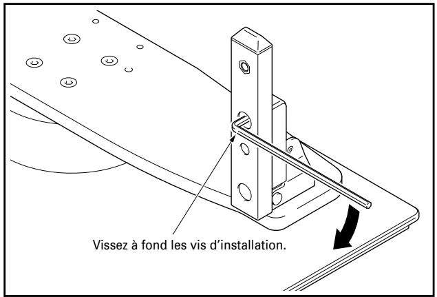 PIONEER PDK-1013 - Fixez les colonnes sur le support à l'aide des vis d'installation ① (2 sur le côté gauche et 2 sur le côté droit). - 2