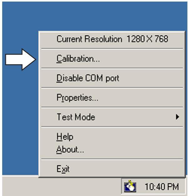 PIONEER PDK-50HW2A - When the pop-up menu appears, left-click on "Calibration." - 1