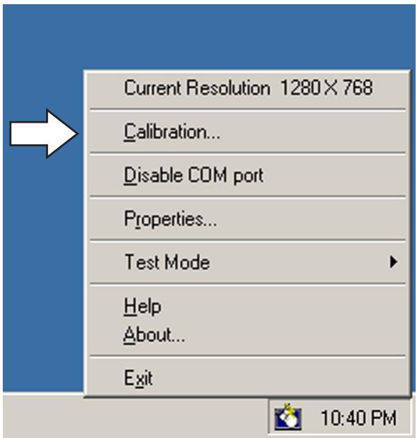 PIONEER PDK-50HW2A - Lorsque le menu déroulant apparait, cliquez du bouton gauche sur "Calibration". - 1