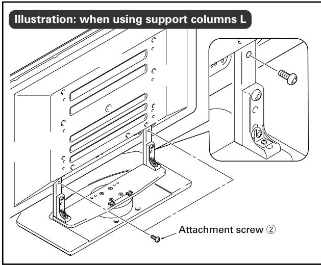 PIONEER PDK-TS04 - Securing the plasma display with attachment screws ②. - 2