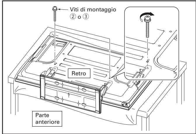 PIONEER PDK-TS27A - Fissaggio del teilevisore al plasma con le viti di montaggio ② (M8×60 mm: nero) o ③ (M8×40 mm: nero). - 1