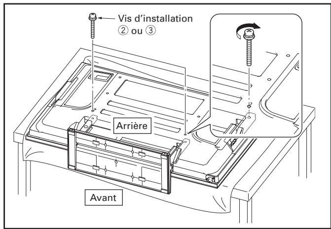 PIONEER PDK-TS27A - Fixer le téléviseur plasma à l'aide des vis d'installation ② (M8×60 mm : noire) ou ③ (M8×40 mm : noire). - 1