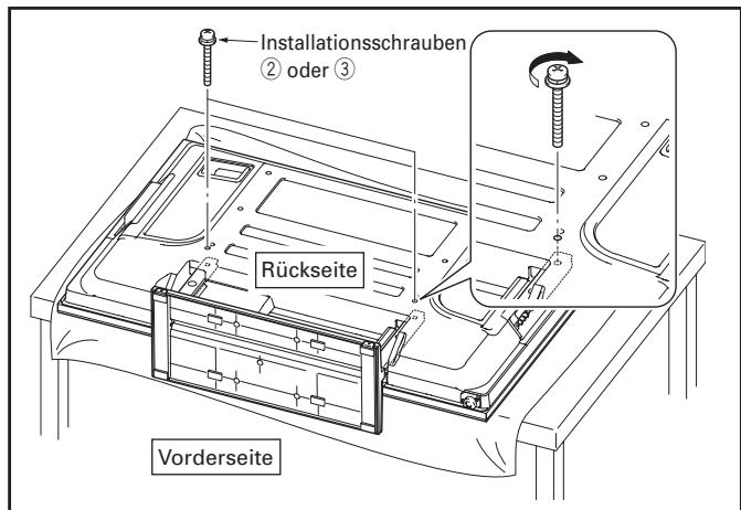 PIONEER PDK-TS27A - Sicherung des Plasma-Fernsehers mit den Installationsschrauben ② (M8×60 mm: schwarz) oder ③ (M8×40 mm: schwarz). - 1