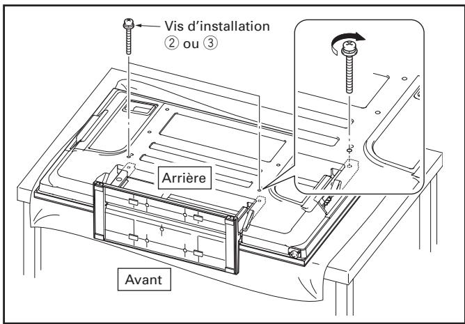 PIONEER PDK-TS29A - Fixer le téléviseur plasma à l'aide des vis d'installation ② (M8 × 60 mm : noire) ou ③ (M8 × 40 mm : noire). - 1