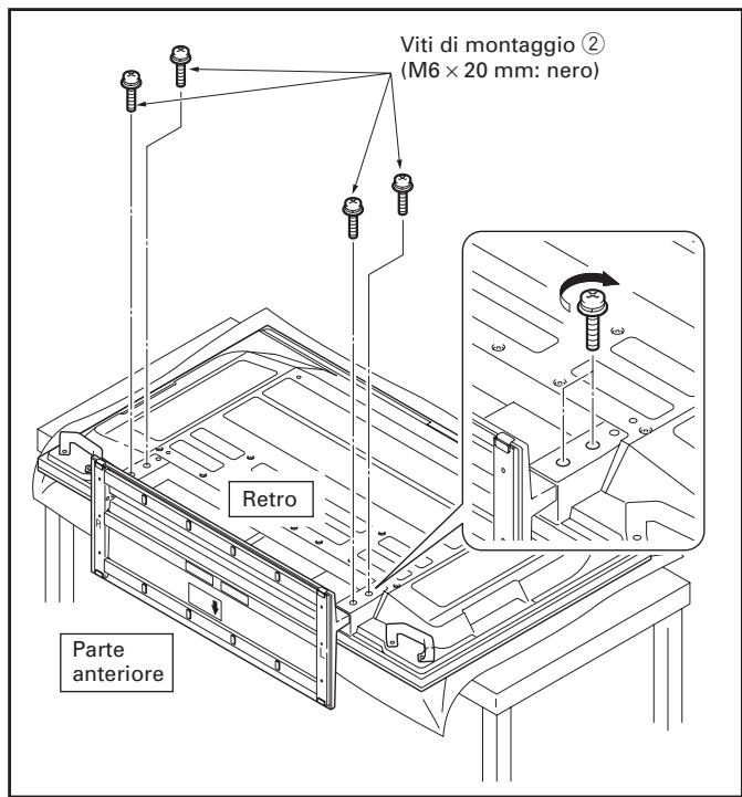 PIONEER PDK-TS30 - Fissaggio del tevisore al plasma con le viti di montaggio ② (M6 × 20 mm: nero). - 1