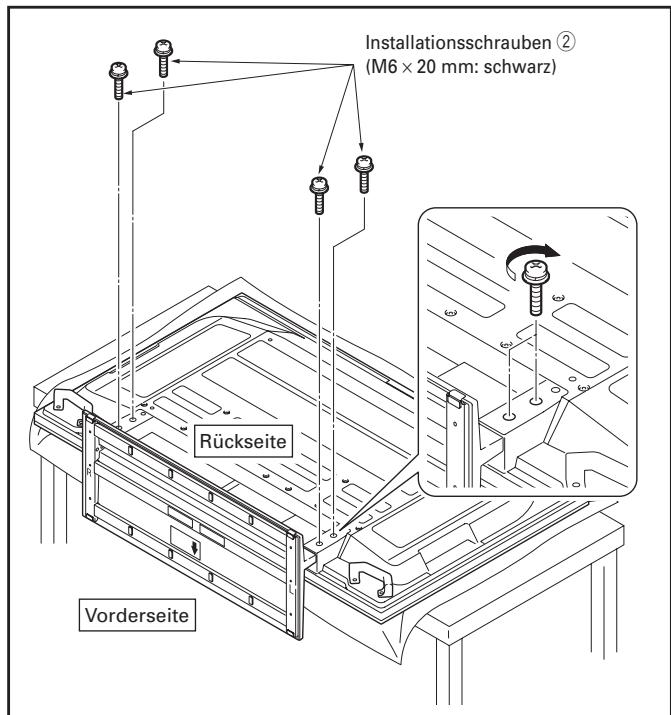 PIONEER PDK-TS30A - Sicherung des Plasma-Fernsehers mit den Installationsschrauben ② (M6 × 20 mm: schwarz). - 1