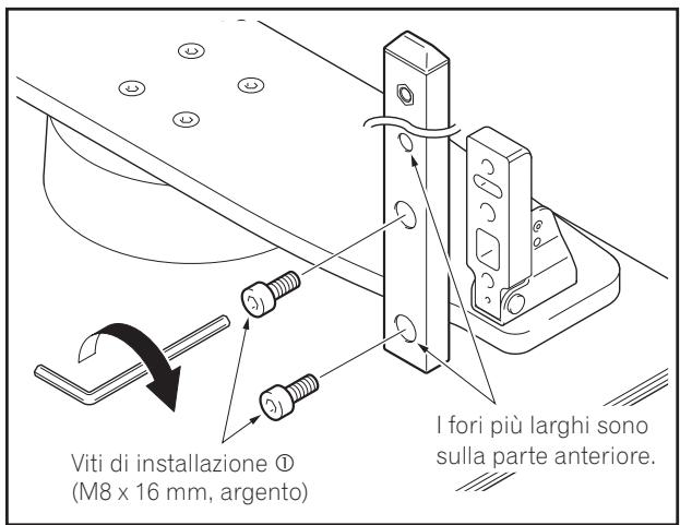 PIONEER PDK-TS36B - Assicurate la colonna di supporto al supporto con le viti di installazione ① (4 posizioni a sinistra e a destra). - 1