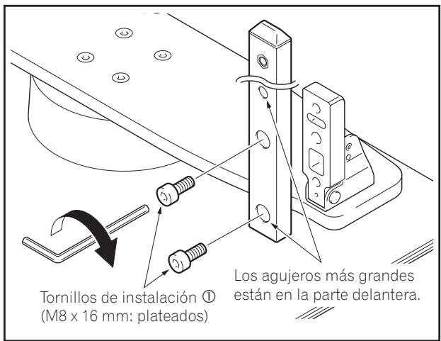 PIONEER PDK-TS36B - Asegure la columna en el soporte mediante los tornillos de instalación ① (4 posiciones a la derecha e izquierda). - 1
