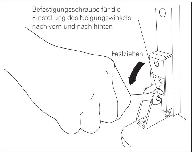 PIONEER PDK-TS36B - Schrauben Sie die Befestigungsschrauben für die Einstellung des Neigungswinkels nach vorn und nach hinten fest (2 Positionen links und rechts). - 1