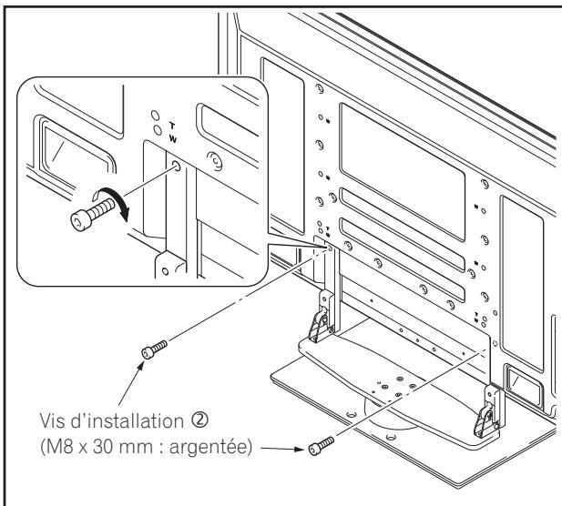 PIONEER PDK-TS36B - Fixez solidement le téléviseur Pioneer avec les vis d'installation ②. - 1