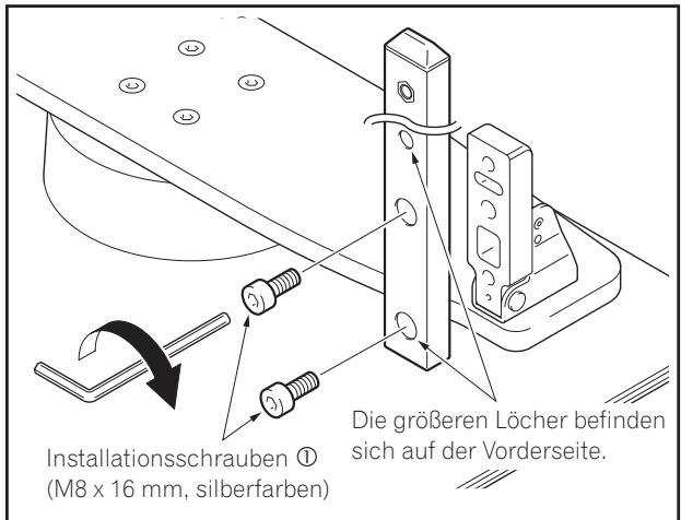 PIONEER PDK-TS36B - Befestigen Sie die Stützsäule mit den Installationsschrauben ① am Ständer (4 Positionen links und rechts). - 1