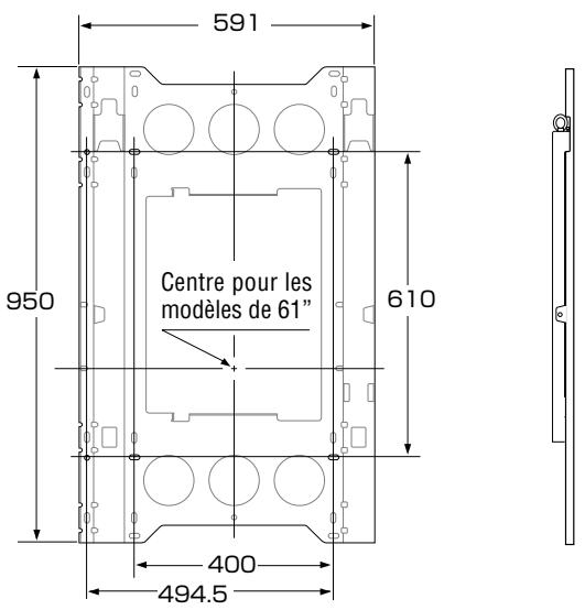 591 950 Centre pour les modèles de 61" 610 400 494.5