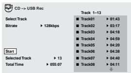 PIONEER DCS-FS30 - Press SHIFT+USB REC to display the 'CD -> USB Rec' screen. - 1