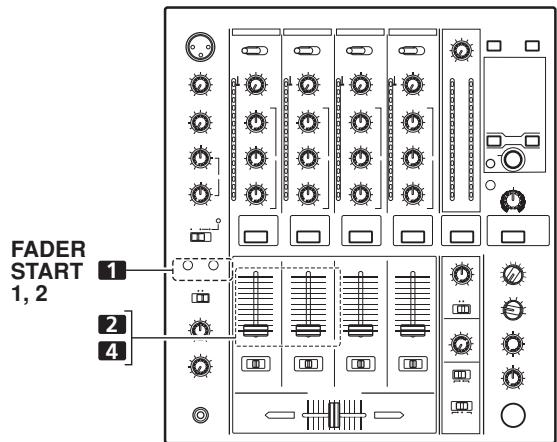 PIONEER DJM-700-S - [Starten der Wiedergabe über Kanal-Faderhebel] - 1