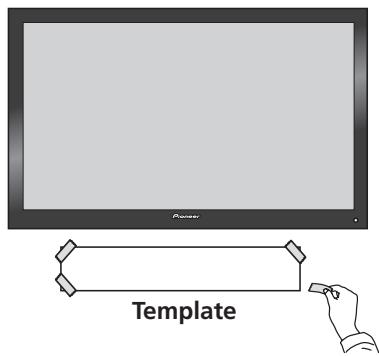PIONEER S-LX70-C - Paste the supplied wall mounting template on the area of installation. - 1