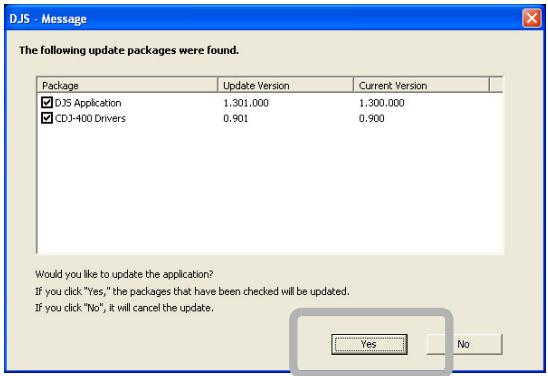 PIONEER SVJ-DS01 - Click the check box of the update package to download so it is marked and then click the [Yes] button. - 1