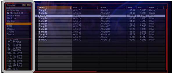PIONEER SVJ-DS01 - Drag the song you wish to register from the track list and drop it on the category you wish to register it in on the category list. - 1