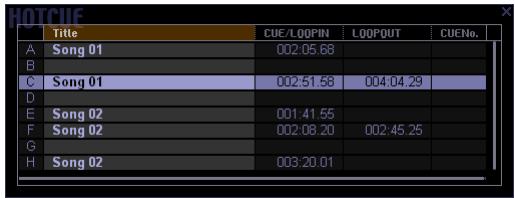 PIONEER SVJ-DS01 - Hot Cue List - 2