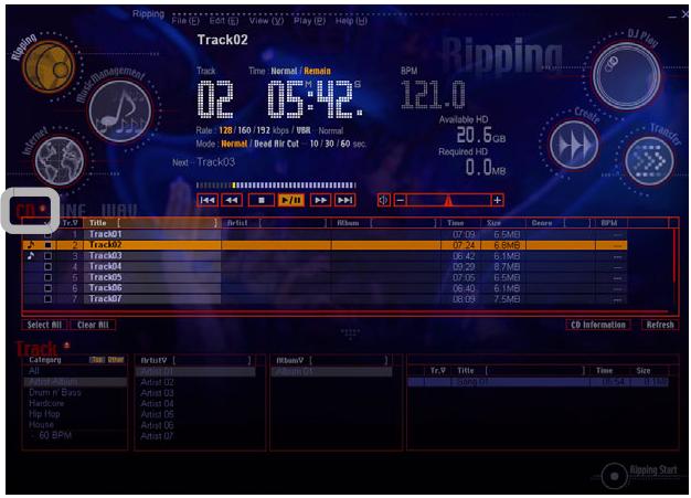 PIONEER SVJ-DS01 - Click [File] and then click [Ripping] - [CD-DA]. - 1