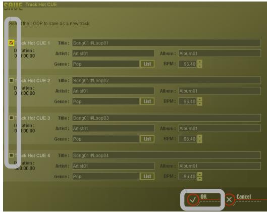 PIONEER SVJ-DS01 - Click the check box of the loop you wish to save and then click the [OK] button. - 1