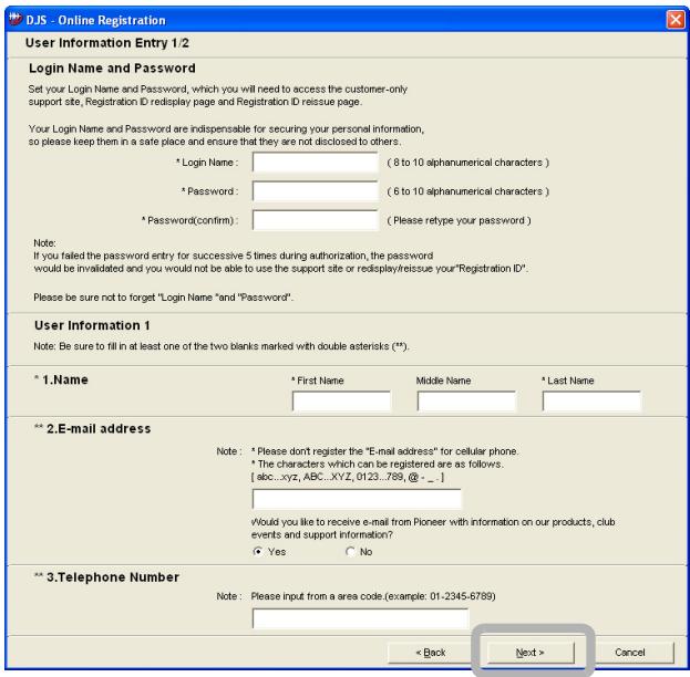 PIONEER SVJ-DS01 - After clicking [Online Registration], click the [Next] button. - 3