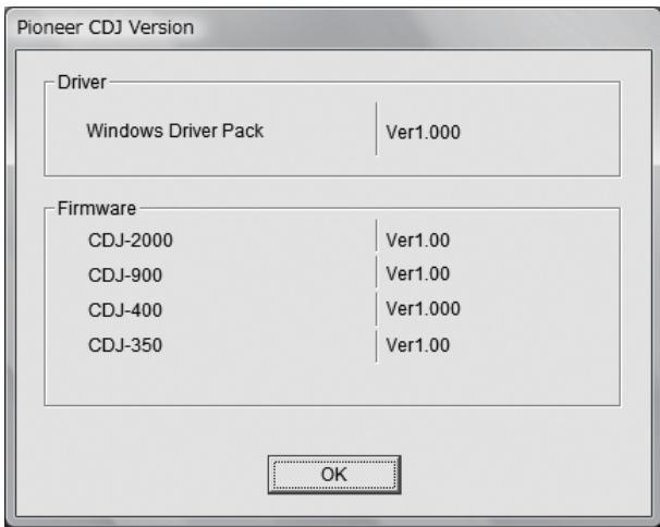 PIONEER CDJ-350-W - Checking the version of the driver software - 1