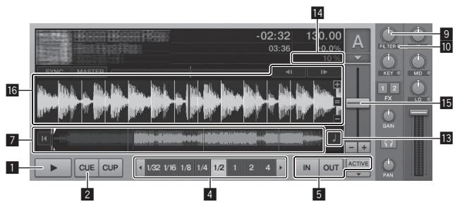 PIONEER DDJ-T1 - Touche IN (IN ADJUST), touche OUT (OUT ADJUST), touche ACTIVE - 1