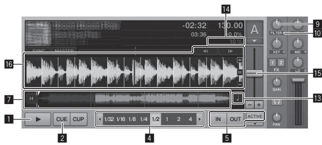 PIONEER DDJ-T1 - IN (IN ADJUST)-Taste, OUT (OUT ADJUST)-Taste, ACTIVE-Taste - 1