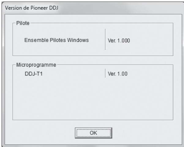 PIONEER DDJ-T1 - Cliquez sur le menu [Démarrer] de windows >[tous les programmes]>[pioneer]>[ddj]>[utilitaire d'affichage de version de DDJ] - 1