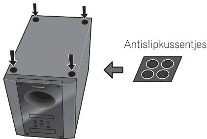 PIONEER HTP-700 - Bevestig de antislipkussentjes aan de voet van de receiver-subwoofer. - 1