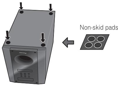 PIONEER HTP-700 - Attach the non-skid pads to the base of receiver subwoofer. - 1