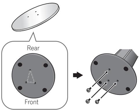 PIONEER HTP-700 - Attach the speaker stand bases to the stems using the screws provided. - 1