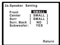PIONEER HTP-700 - Select 'Speaker Setting' from the Manual SP Setup menu. - 2