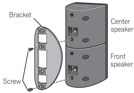 PIONEER HTP-FS510 - (When mounting center speakers to right and left) Stack the speakers and fix with the bracket. - 4