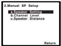 PIONEER HTP-FS510 - Select 'Speaker Setting' from the Manual SP Setup menu. - 1