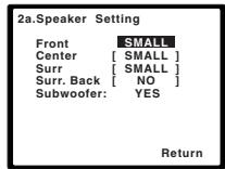 PIONEER HTP-FS510 - Select 'Speaker Setting' from the Manual SP Setup menu. - 2