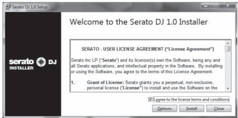 PIONEER DDJ-SX - Lea con cuidado los关键时刻 del acuerdo de licencia y, si está de acuerdo, seleccione [I accept the terms in the license agreement] y bajo hagablick en [Install]. - 1