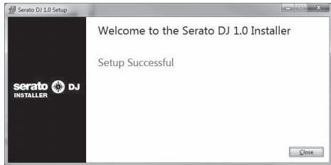 PIONEER DDJ-SX - Clique em [Close] para sair do programa de instalação do Serato DJ. - 1