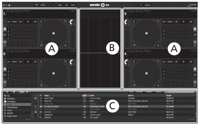 PIONEER DDJ-SX - Pantalla del ordinador directamente après de iniziarse el software Serato DJ - 1
