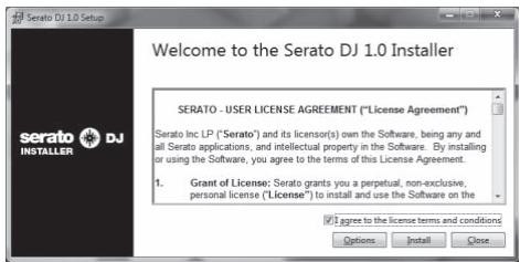 PIONEER DDJ-SX - Lesen Sie die Bedingungen der Lizensvereinbarung sorgfältig durch, und wenn Sie zustimmen markieren Sie [I accept the terms in the license agreement] und klichen dann auf [Install]. - 1