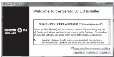 PIONEER DDJ-SX - Leggere attendamente i termini dell'accordo di licenza e, se li si accettano, scegliere [I accept the terms in the license agreement] e poi fareciesu [Install]. - 1