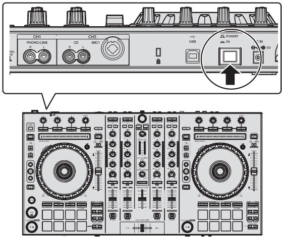 PIONEER DDJ-SX - Appuyez sur le commutateur [STANDBY/ON] sur le panneau arrêté de cet apparéil pour allumer l' apparéil. - 1