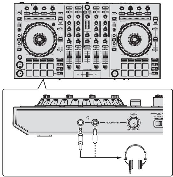 PIONEER DDJ-SX - SchlieBen Sie Kopfhörer an eine der Buchsen [PHONES] an. - 1