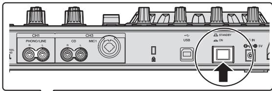 PIONEER DDJ-SX - Premere l'interruttore [STANDBY/ON] del pannello posteriori di但这a unità per farla accendere. - 1