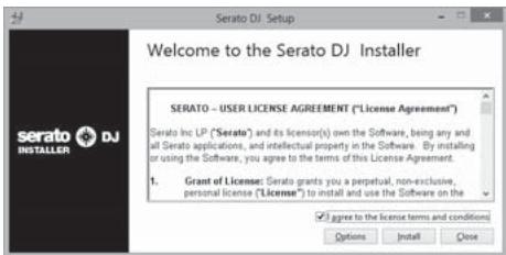PIONEER DDJ-SZ - Lesen Sie die Bedingungen der Lizenzvereinbarung sorgfältig durch, und wenn Sie zustimmen markieren Sie [I agree to the license terms and conditions] und klichen dann auf [Install]. - 1
