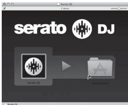 PIONEER DJM-900SRT - Si aparece la pantalla siguiente, arrastre y coloque el icono [Serato DJ] en el icono de carpeta [Applications]. - 1